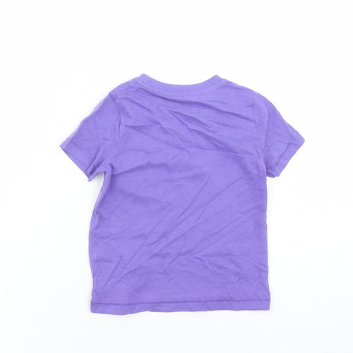 Marks and Spencer Girls Purple Cotton Basic T-Shirt Size 2-3 Years Crew Neck Pullover - Summer Holiday