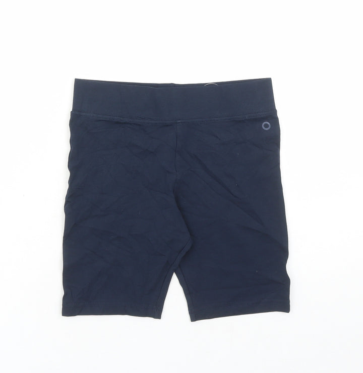GOODMOVE Girls Blue Cotton Compression Shorts Size 11-12 Years L6 in Regular - Elasticated Waist