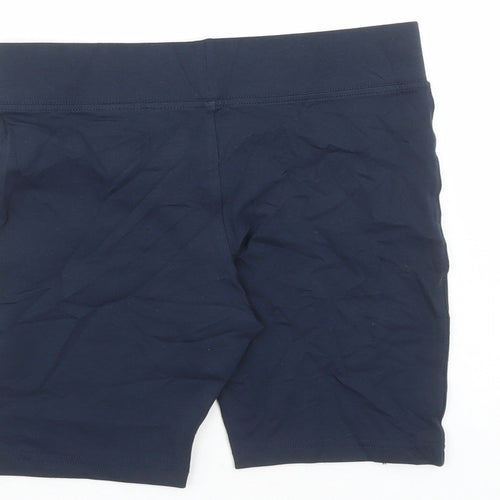 GOODMOVE Girls Blue Cotton Compression Shorts Size 11-12 Years L6 in Regular - Elasticated Waist