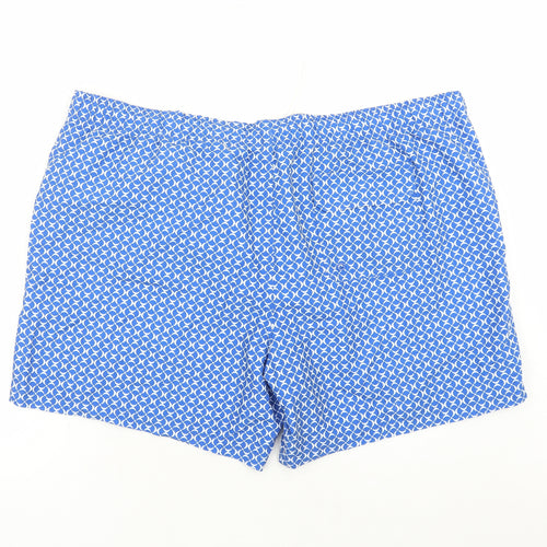 Marks and Spencer Mens Blue Geometric Polyester Sweat Shorts Size 3XL L6 in Regular Drawstring - Elasticated Waist Swim Shorts Pockets