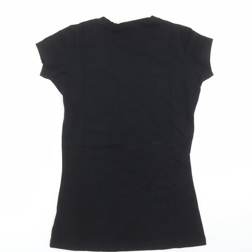 Spirit of Arabia Womens Black Cotton Basic T-Shirt Size S V-Neck
