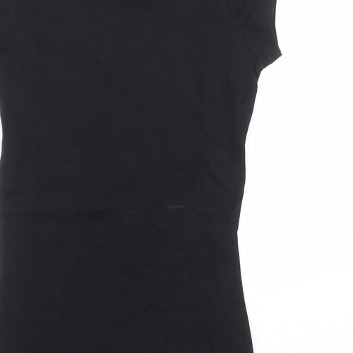 Spirit of Arabia Womens Black Cotton Basic T-Shirt Size S V-Neck