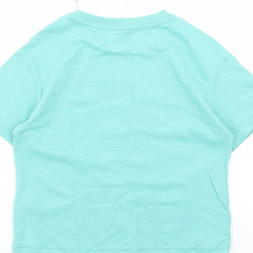 marks and Boys Green Cotton Basic T-Shirt Size 3-4 Years Crew Neck Pullover - Skateboard Graphic