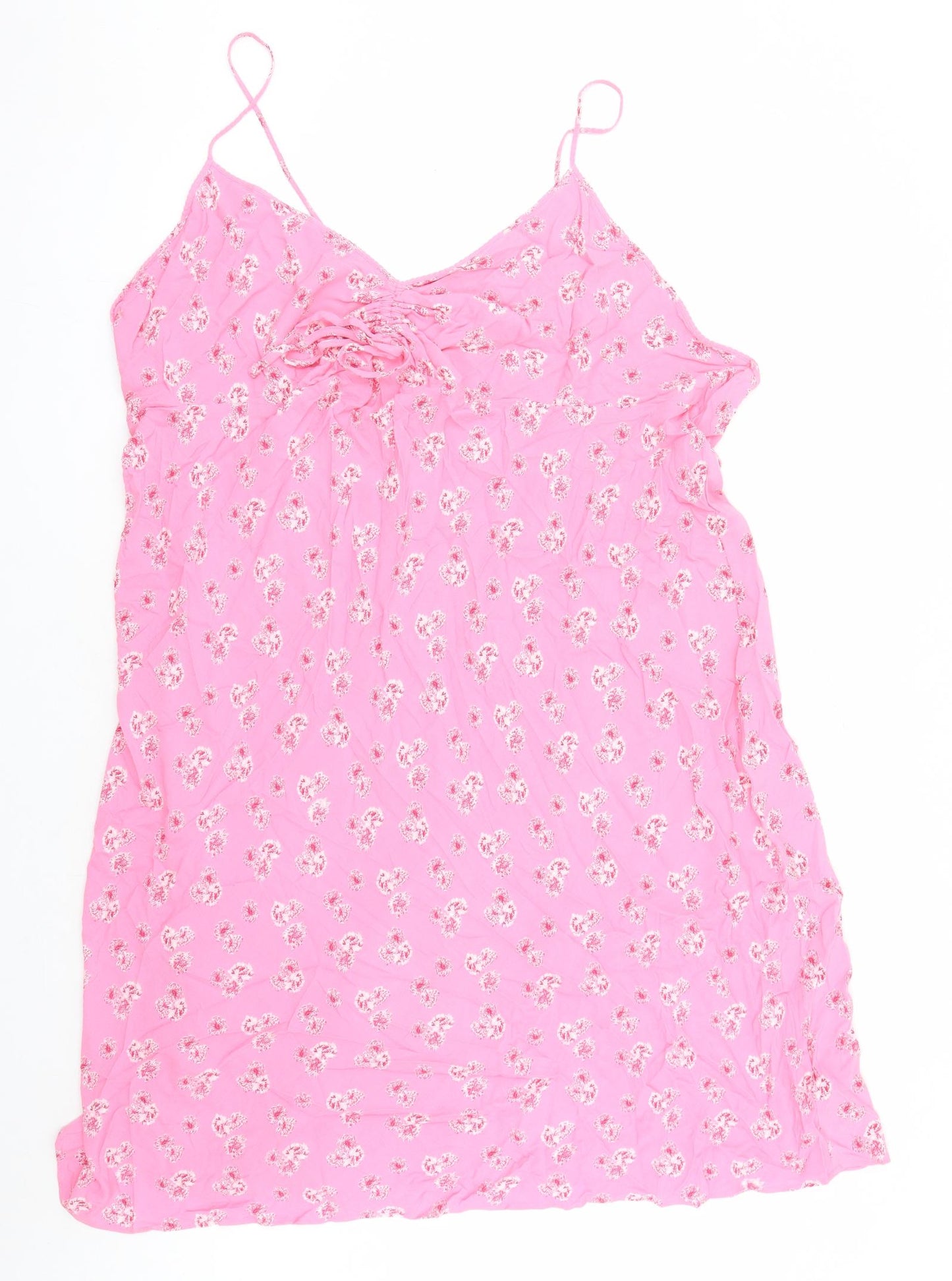 Marks and Spencer Womens Pink Floral Viscose Top Dress Size 26 - Ghost