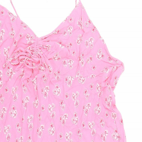 Marks and Spencer Womens Pink Floral Viscose Top Dress Size 26 - Ghost