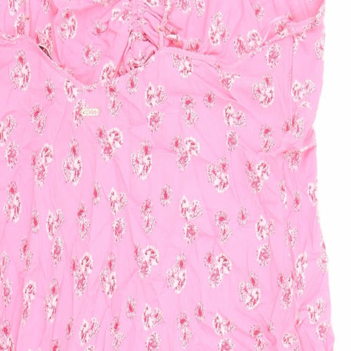 Marks and Spencer Womens Pink Floral Viscose Top Dress Size 26 - Ghost