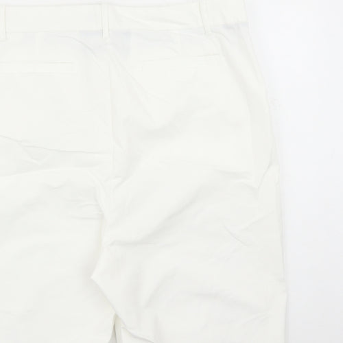 Marks and Spencer Womens White Cotton Chino Shorts Size 20 L10 in Regular Zip - Pockets