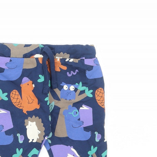 Marks and Spencer Baby Blue Geometric Cotton Sweatpants Trousers Size 3-6 Months Drawstring - Animal Graphic Print