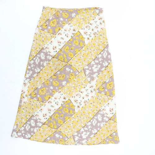 Glamaker Womens Brown Floral Polyester A-Line Skirt Size M Zip