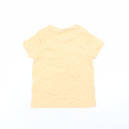 Marks and Spencer Boys Orange Cotton Basic T-Shirt Size 2-3 Years Crew Neck Pullover - Sun And Games