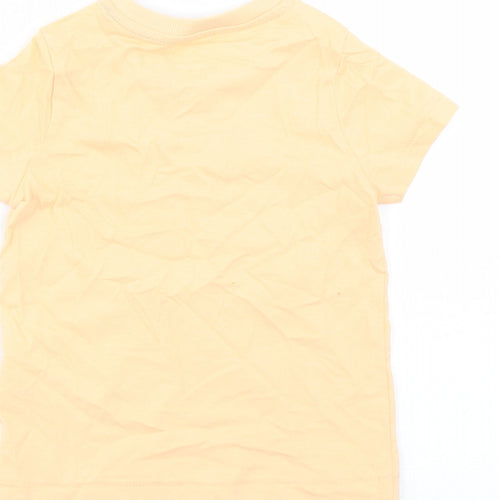 Marks and Spencer Boys Orange Cotton Basic T-Shirt Size 2-3 Years Crew Neck Pullover - Sun And Games