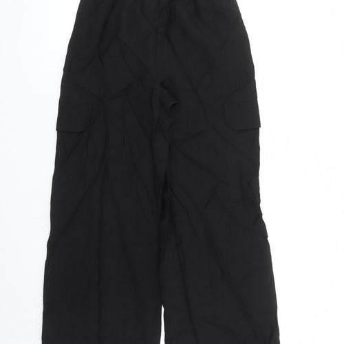 Marks and Spencer Womens Black Lyocell Capri Trousers Size 8 L29 in Regular - Elasticated Waist Pockets