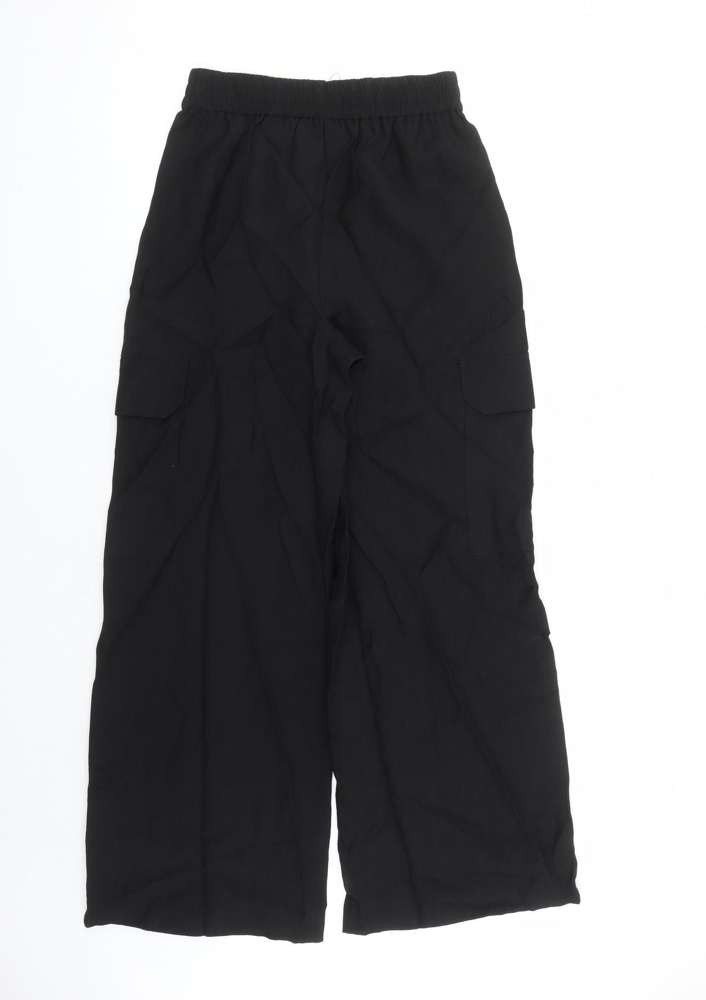 Marks and Spencer Womens Black Lyocell Capri Trousers Size 8 L29 in Regular - Elasticated Waist Pockets