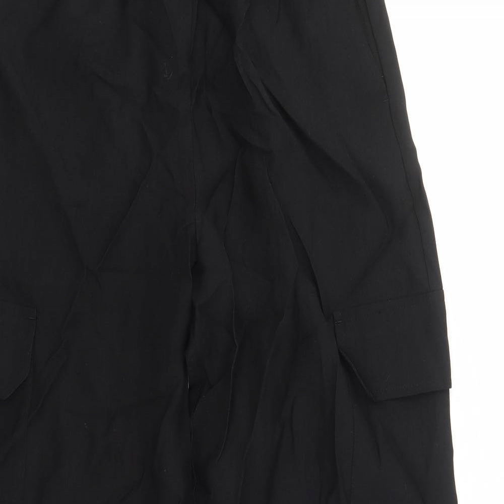 Marks and Spencer Womens Black Lyocell Capri Trousers Size 8 L29 in Regular - Elasticated Waist Pockets