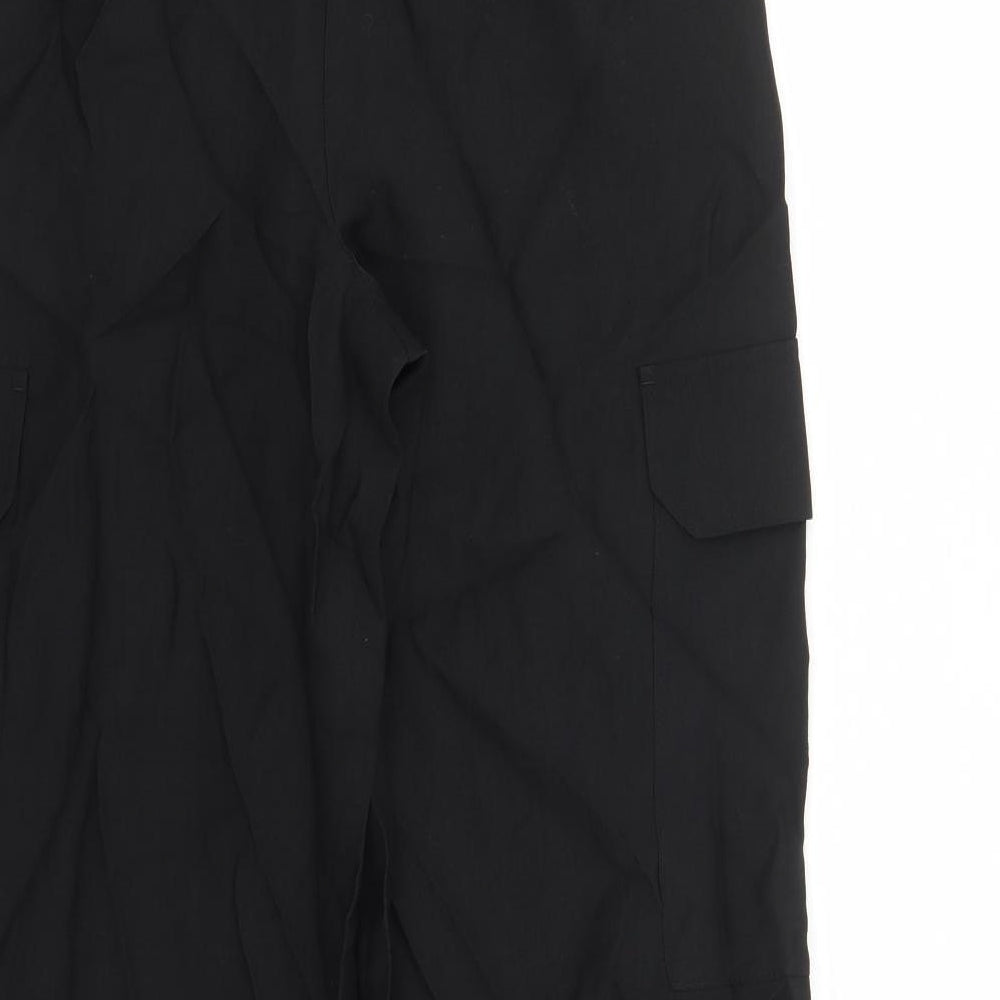 Marks and Spencer Womens Black Lyocell Capri Trousers Size 8 L29 in Regular - Elasticated Waist Pockets