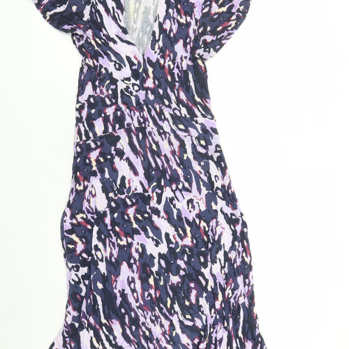 Great Plains Womens Purple Geometric Viscose A-Line Size S V-Neck Pullover