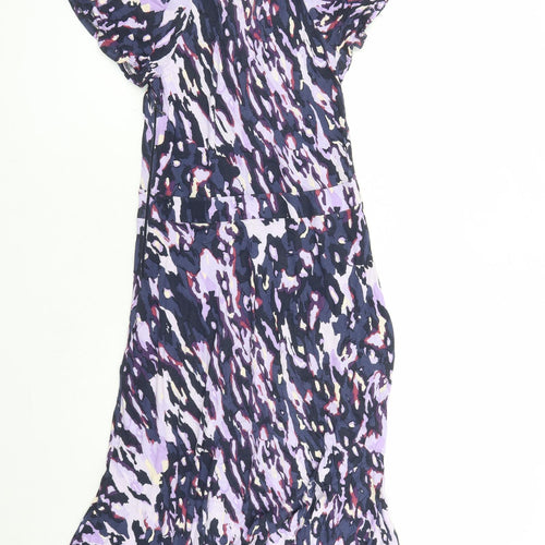 Great Plains Womens Purple Geometric Viscose A-Line Size S V-Neck Pullover