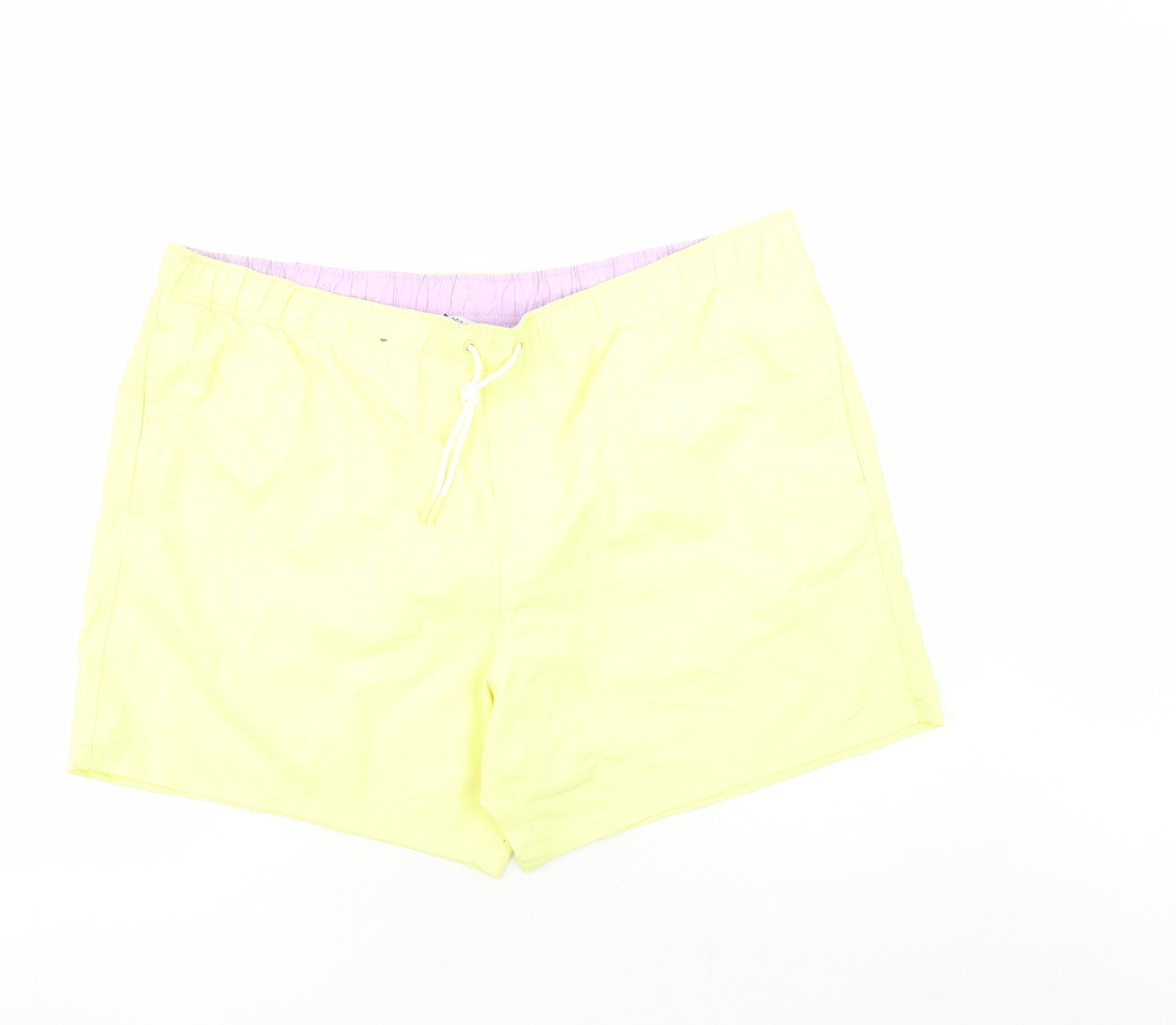 Marks and Spencer Mens Yellow Polyester Sweat Shorts Size 3XL L6 in Regular Drawstring - Elasticated Waist Swim Shorts Pockets