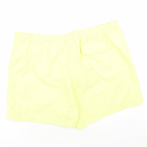 Marks and Spencer Mens Yellow Polyester Sweat Shorts Size 3XL L6 in Regular Drawstring - Elasticated Waist Swim Shorts Pockets