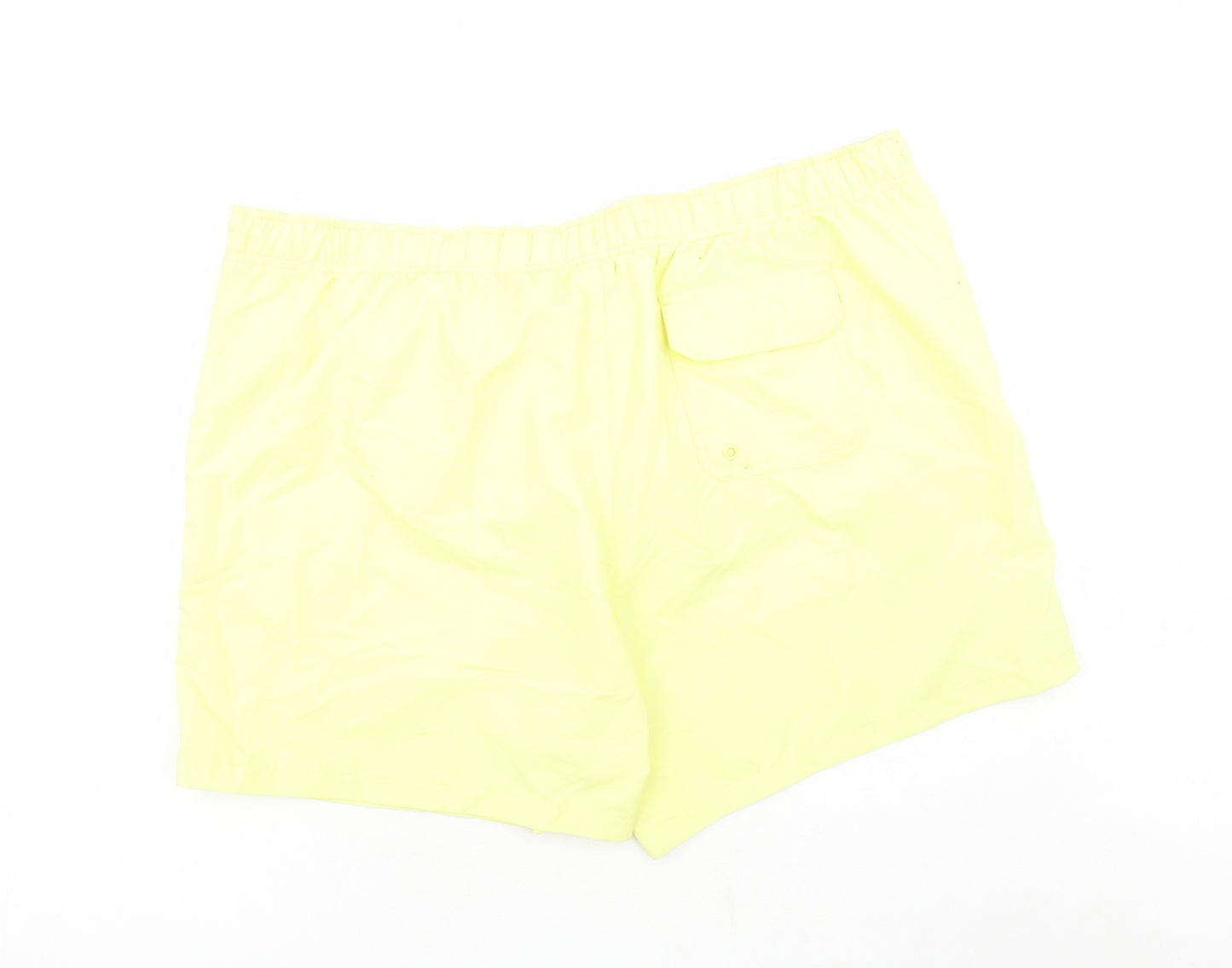 Marks and Spencer Mens Yellow Polyester Sweat Shorts Size 3XL L6 in Regular Drawstring - Elasticated Waist Swim Shorts Pockets