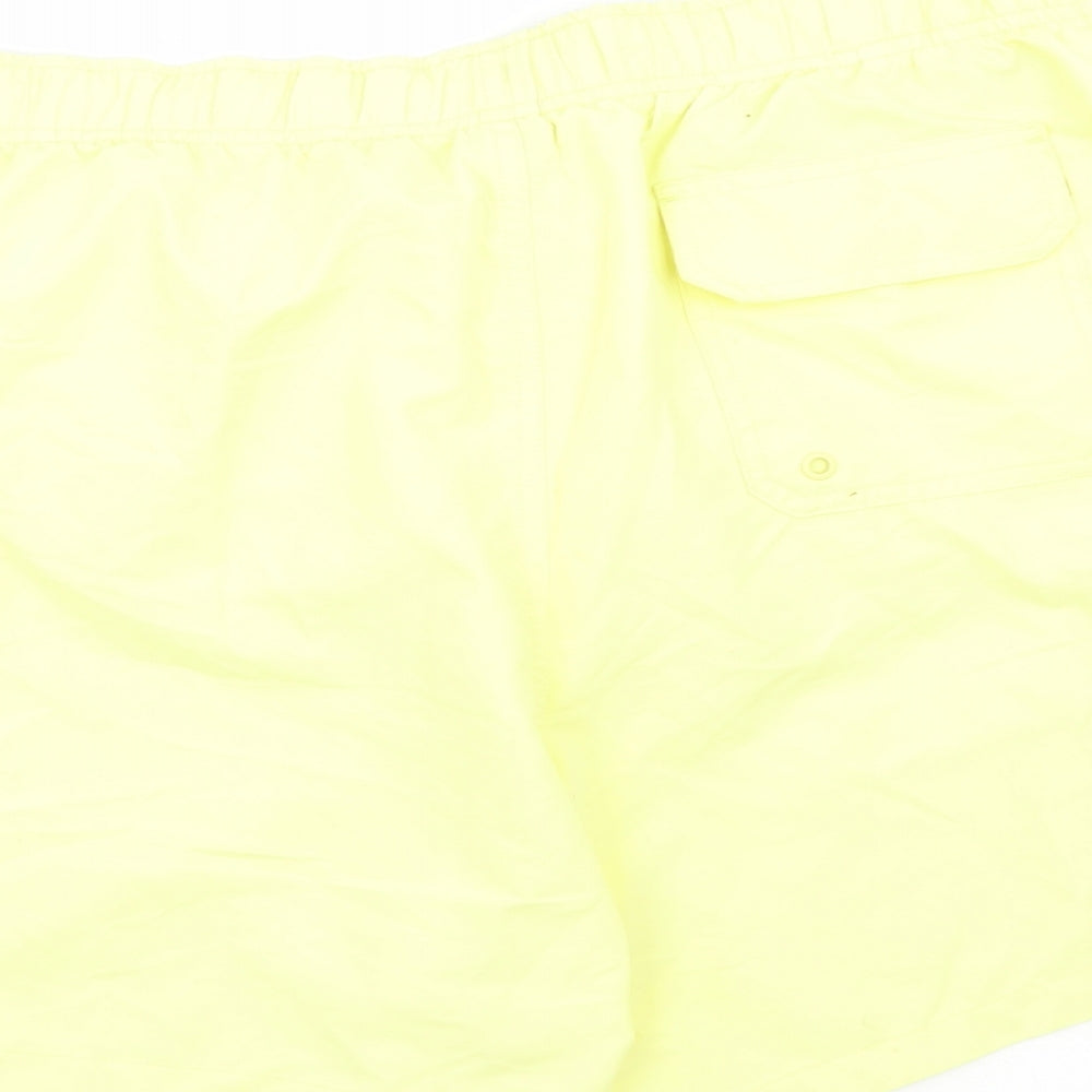 Marks and Spencer Mens Yellow Polyester Sweat Shorts Size 3XL L6 in Regular Drawstring - Elasticated Waist Swim Shorts Pockets