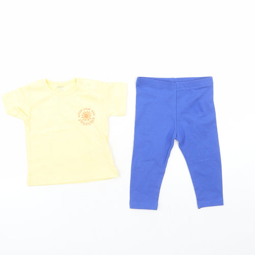 Marks and Spencer Girls Multicoloured Cotton Trousers Set Outfit/Set Size 0-3 Months Snap - Bring Your Own Sunshine