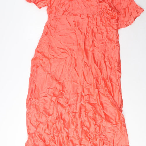 Marks and Spencer Womens Pink Viscose A-Line Size 18 V-Neck Pullover - Pleated