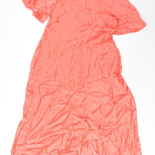 Marks and Spencer Womens Pink Viscose A-Line Size 18 V-Neck Pullover - Pleated