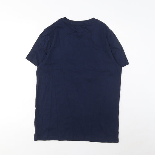 Marks and Spencer Boys Blue Cotton Basic T-Shirt Size 13-14 Years Crew Neck Pullover