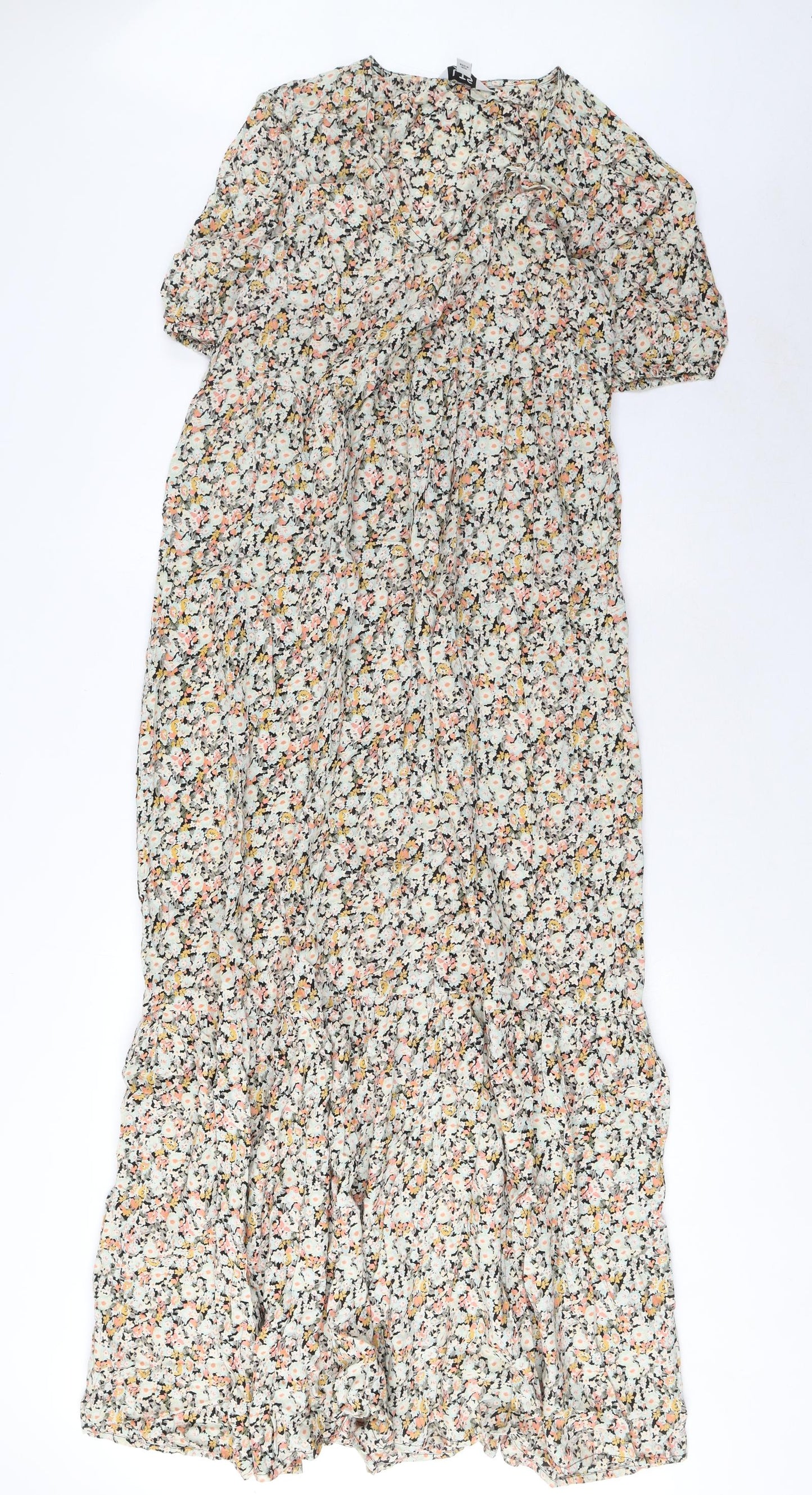LTS Womens Multicoloured Floral Viscose A-Line Size 12 V-Neck Pullover - Pleated