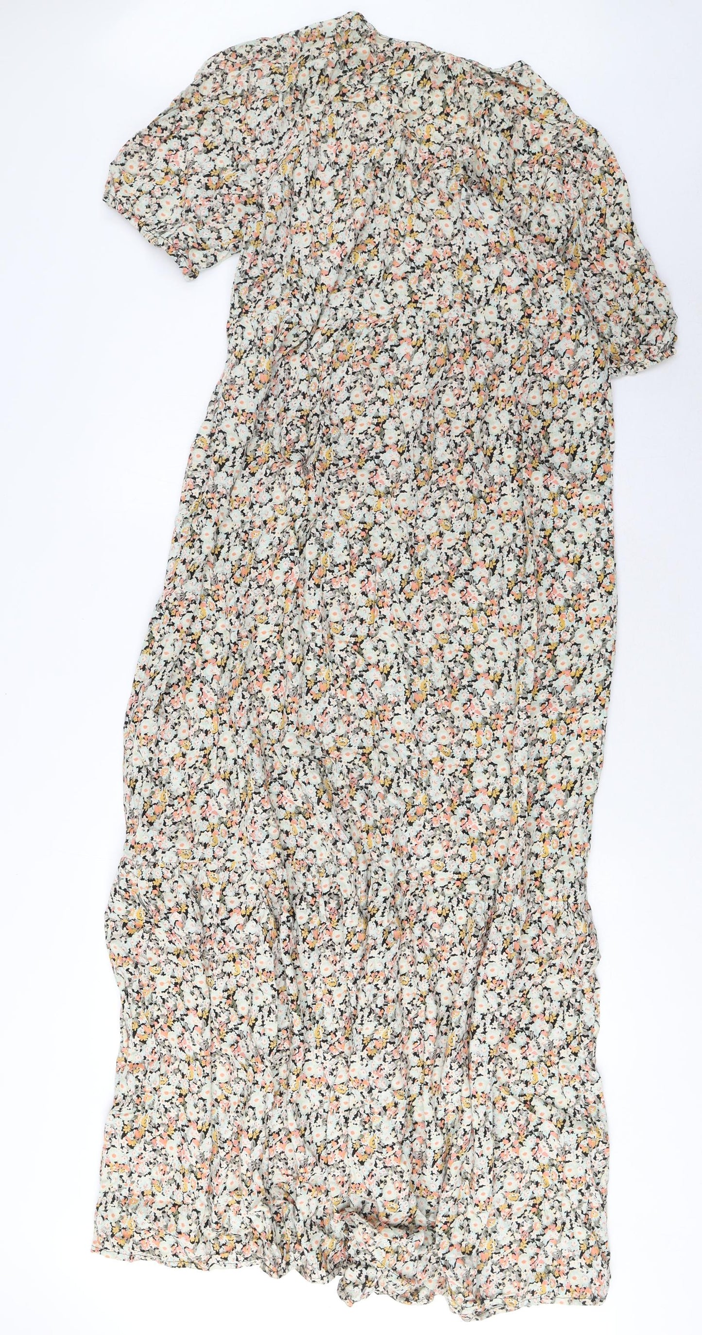 LTS Womens Multicoloured Floral Viscose A-Line Size 12 V-Neck Pullover - Pleated