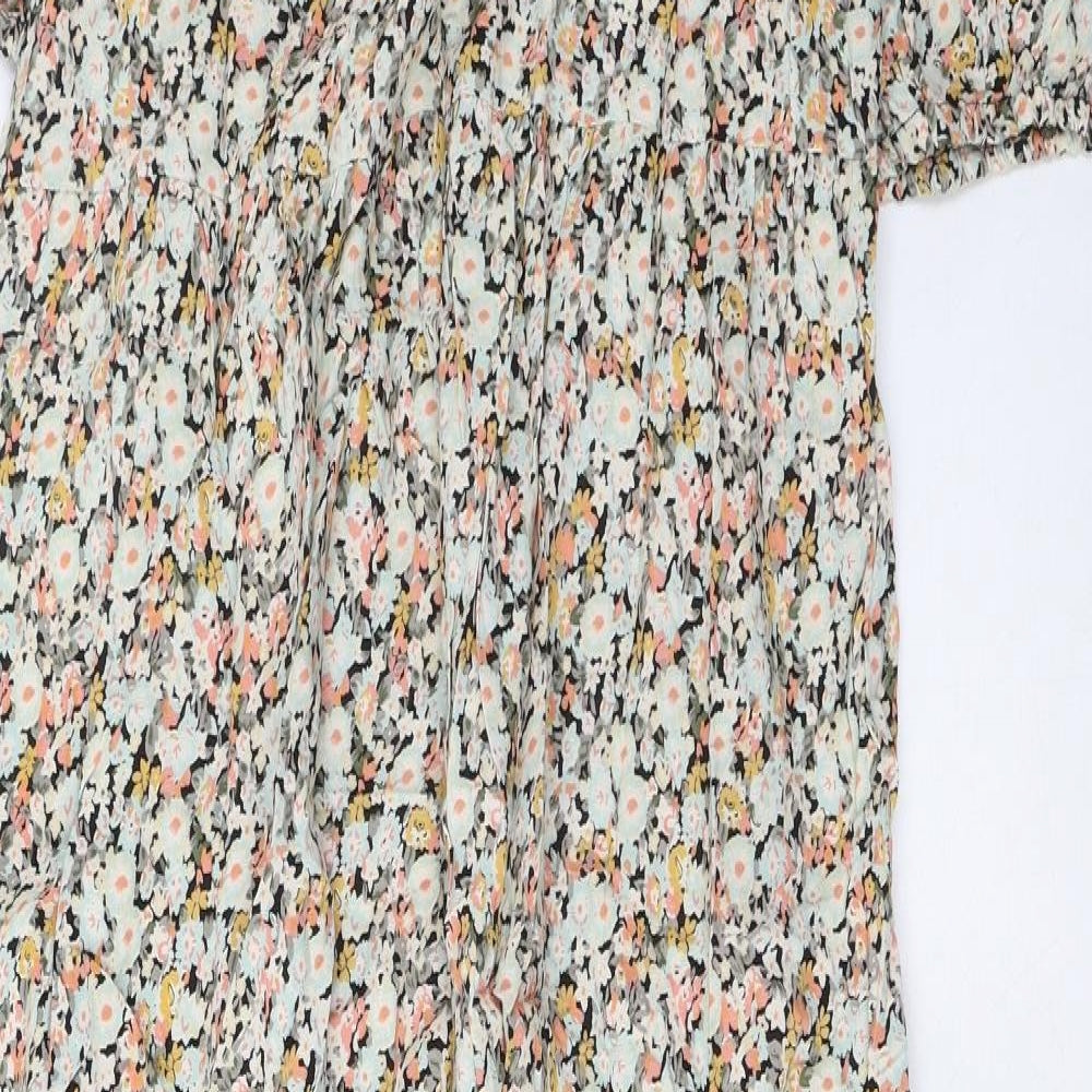 LTS Womens Multicoloured Floral Viscose A-Line Size 12 V-Neck Pullover - Pleated