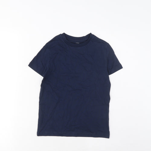 Marks and Spencer Boys Blue Cotton Basic T-Shirt Size 6-7 Years Crew Neck Pullover