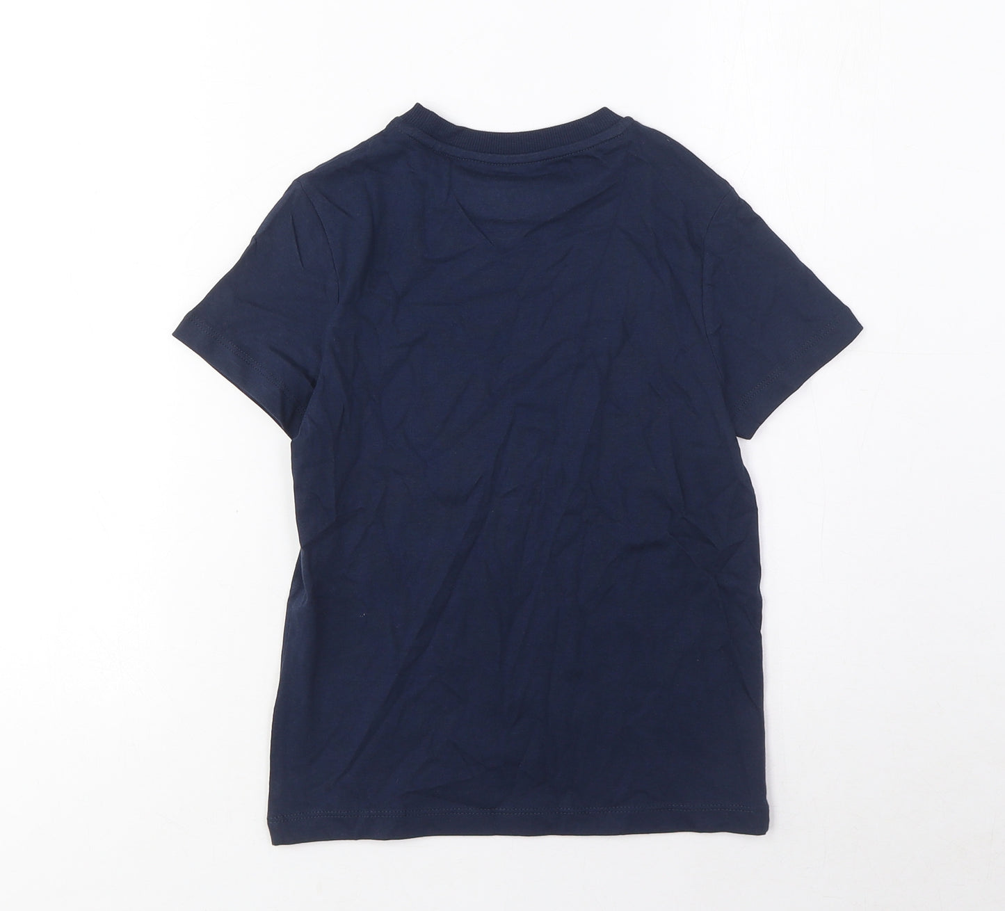 Marks and Spencer Boys Blue Cotton Basic T-Shirt Size 6-7 Years Crew Neck Pullover