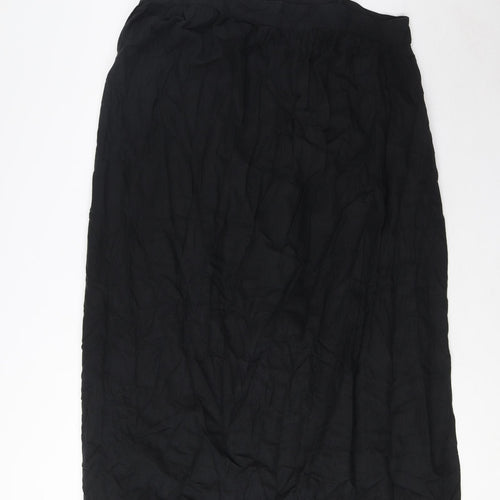 Marks and Spencer Womens Black Linen A-Line Size 12 Square Neck Pullover - Pleated