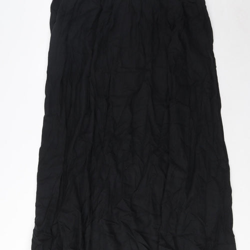 Marks and Spencer Womens Black Linen A-Line Size 12 Square Neck Pullover - Pleated