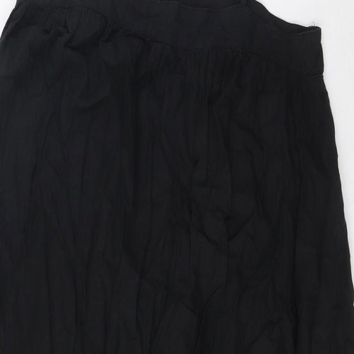 Marks and Spencer Womens Black Linen A-Line Size 12 Square Neck Pullover - Pleated