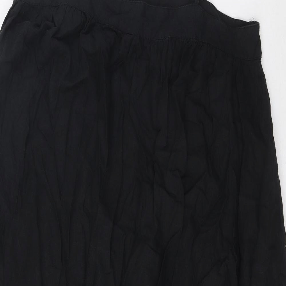 Marks and Spencer Womens Black Linen A-Line Size 12 Square Neck Pullover - Pleated