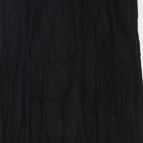 Marks and Spencer Womens Black Linen A-Line Size 12 Square Neck Pullover - Pleated