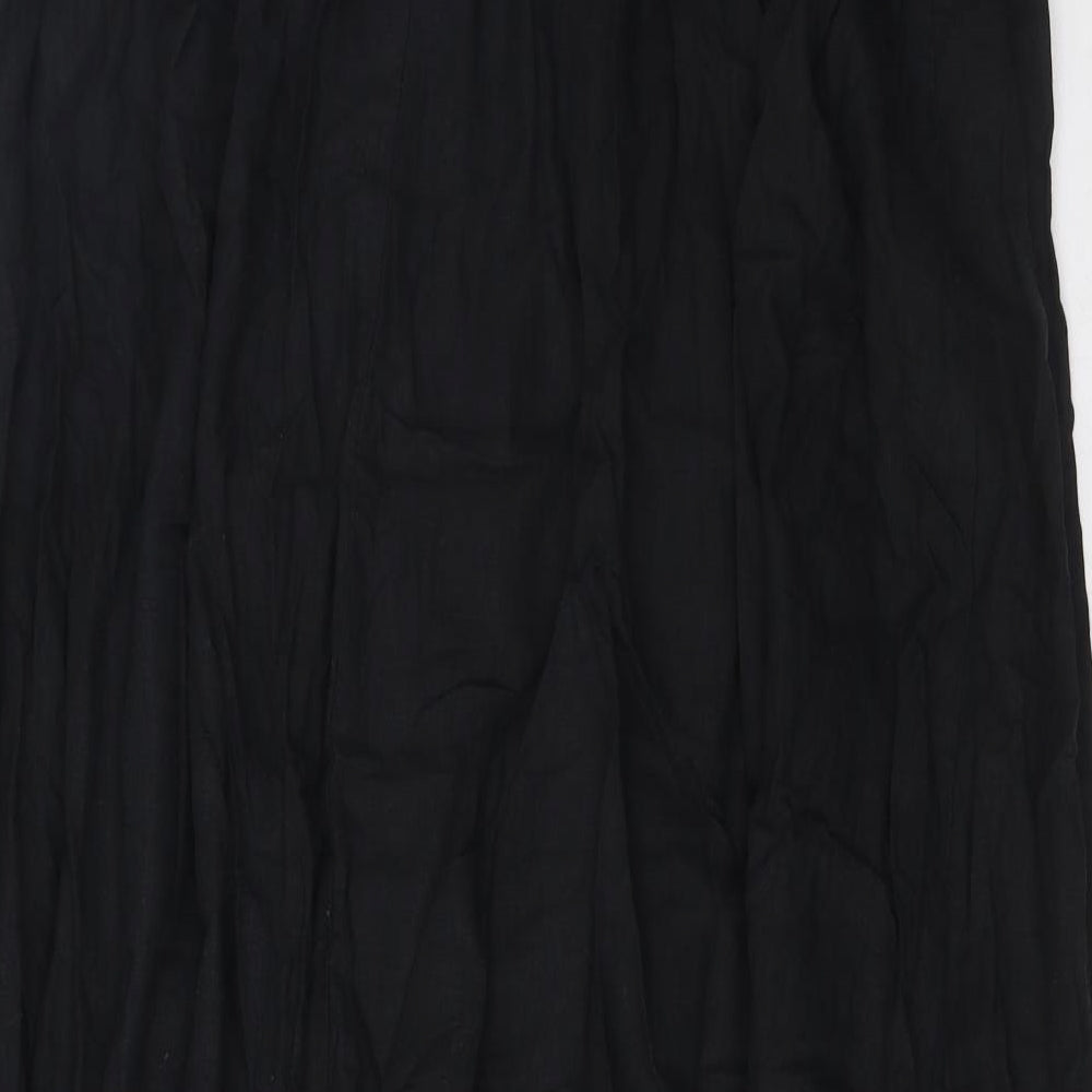 Marks and Spencer Womens Black Linen A-Line Size 12 Square Neck Pullover - Pleated