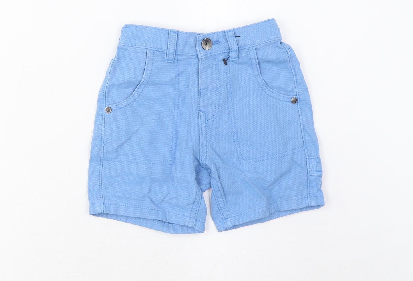 Marks and Spencer Boys Blue Cotton Bermuda Shorts Size 2-3 Years Regular Zip - Pockets