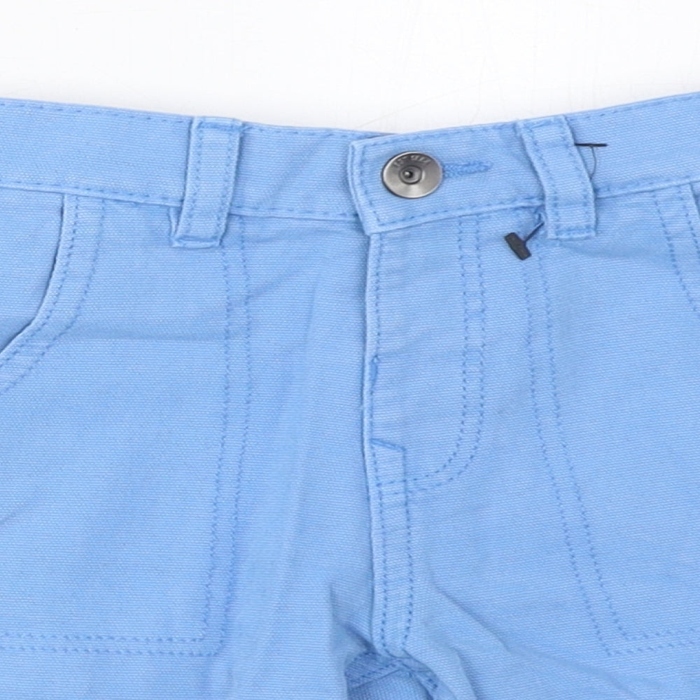 Marks and Spencer Boys Blue Cotton Bermuda Shorts Size 2-3 Years Regular Zip - Pockets