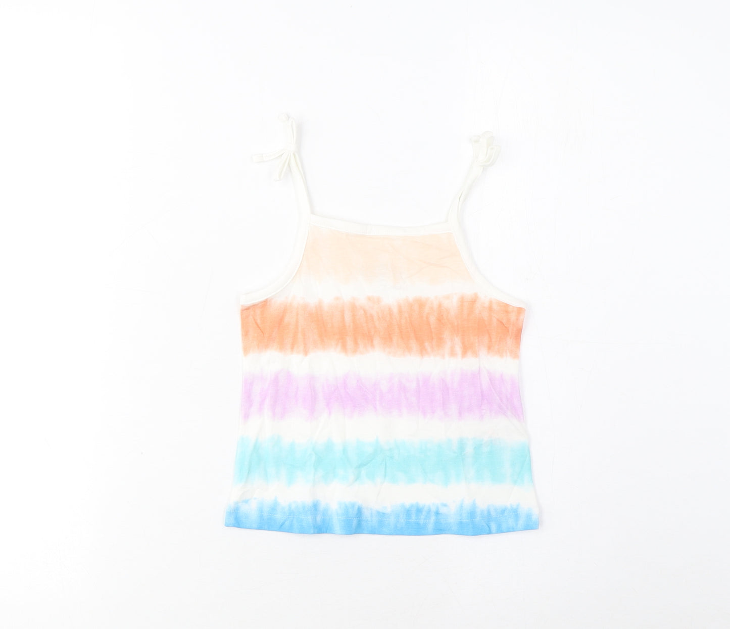 Marks and Spencer Girls Multicoloured Striped Cotton Basic Tank Size 2-3 Years Square Neck Pullover