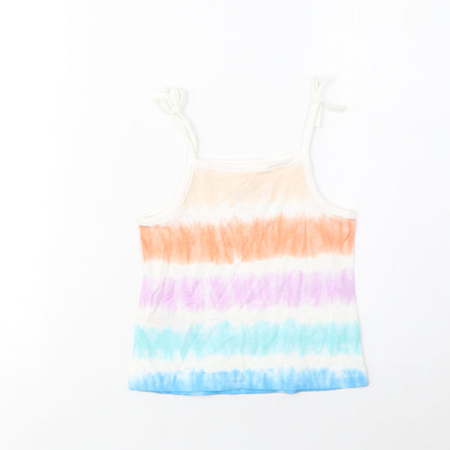 Marks and Spencer Girls Multicoloured Striped Cotton Basic Tank Size 2-3 Years Square Neck Pullover