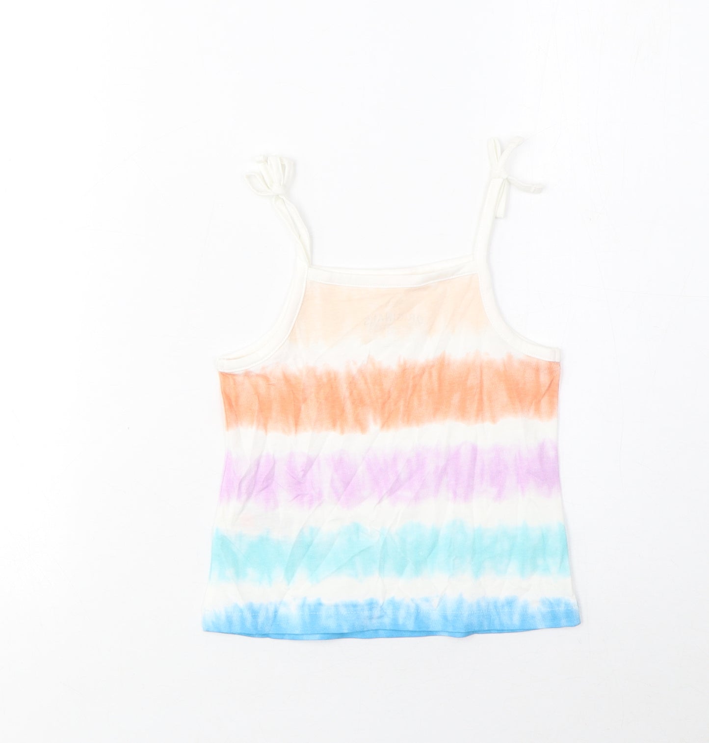 Marks and Spencer Girls Multicoloured Striped Cotton Basic Tank Size 2-3 Years Square Neck Pullover