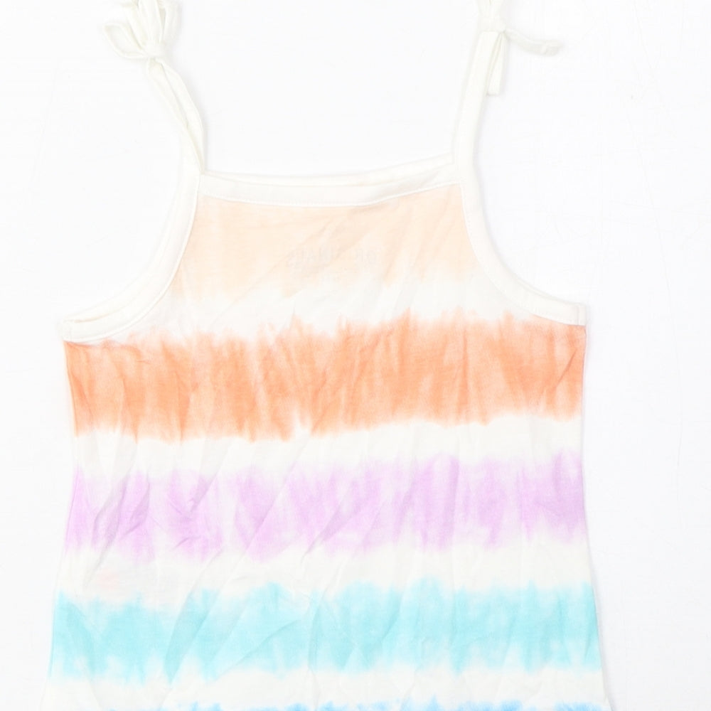Marks and Spencer Girls Multicoloured Striped Cotton Basic Tank Size 2-3 Years Square Neck Pullover