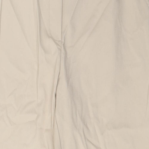 Marks and Spencer Womens Beige Cotton Trousers Size 18 L26 in Regular Hook & Eye - Pockets