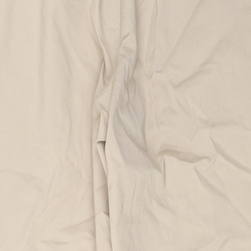 Marks and Spencer Womens Beige Cotton Trousers Size 18 L26 in Regular Hook & Eye - Pockets
