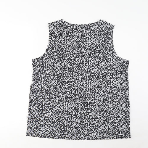 Marks and Spencer Womens Black Geometric Polyester Basic Tank Size 14 Boat Neck
