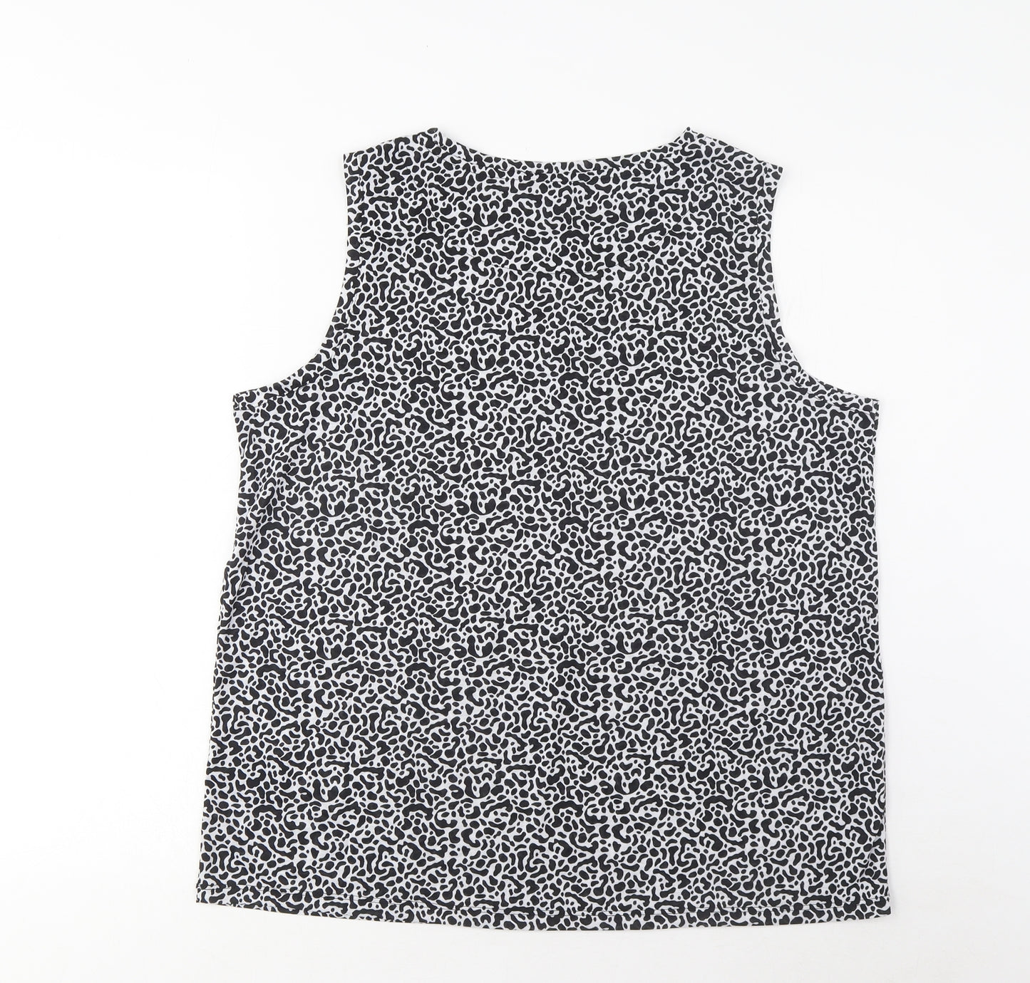 Marks and Spencer Womens Black Geometric Polyester Basic Tank Size 14 Boat Neck